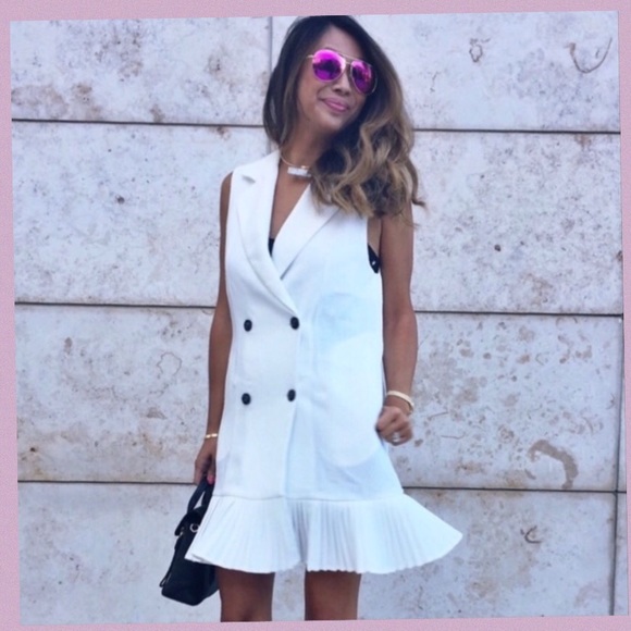 OFF WHITE DETAILED BUTTONED VEST DRESS - Picture 2 of 9